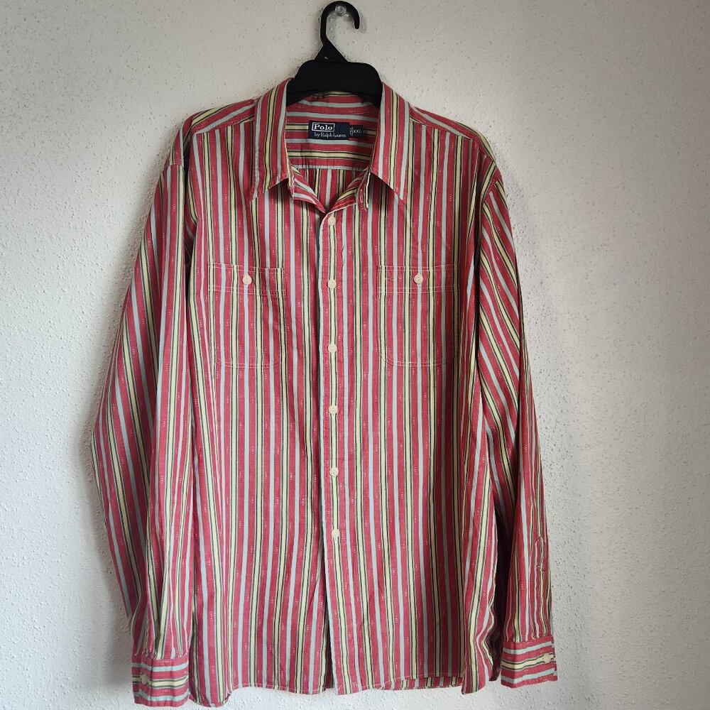 Polo by Ralph Lauren Men's XXL Red Striped Long Sleeve Button Shirt